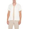 Forever 21 Mens Textured Cuban-Collar Shirt(White)