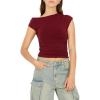 Forever 21 Womens Asymmetric Ruched Crop Top(Burgundy)