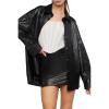Forever 21 Women’s Faux Leather Drop-Sleeve Shacket(Black)