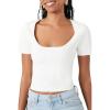 Forever 21 Womens Sweater-Knit Scoop-Neck Tee(White)