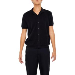 Forever 21 Mens Cable Sweater-Knit Shirt(Black)