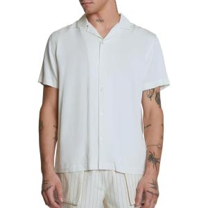 Forever 21 Men’s Cuban Collar Short-Sleeve Shirt(Brown)