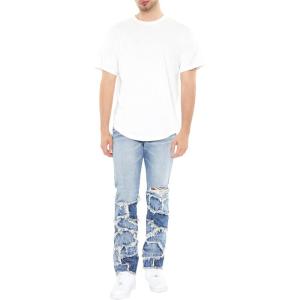 Forever 21 Men’s Frayed Patchwork Slim-fit Jeans(Medium Denim)