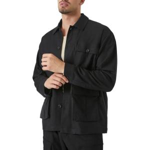 Forever 21 Men’s Long-Sleeve Cargo Shacket(Black)