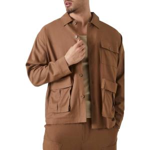 Forever 21 Men’s Long-Sleeve Cargo Shacket(Deep Taupe)