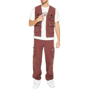 Forever 21 Men’s Toggle Drawstring Cargo Joggers(Chocolate)