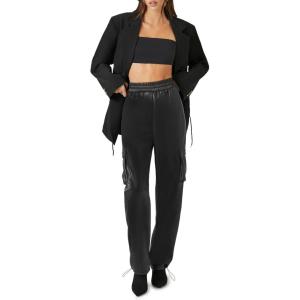 Forever 21 Women’s Faux Leather Cargo Pants(Black)