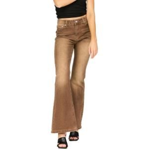 Forever 21 Women’s Flare Denim High-Rise Slim Fit Stretch Jeans-Retro Y2k Style(Brown)