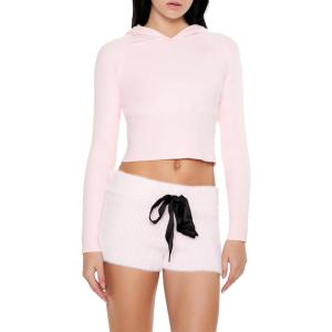Forever 21 Womens Hooded Raglan Sweater(Pink)