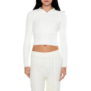 Forever 21 Womens Hooded Raglan Sweater(White)