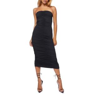 Forever 21 Women’s Ruched Bodycon Midi Dress(Black)