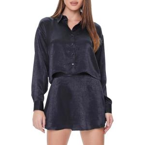 Forever 21 Womens Satin A-line Mini Skirt(Black)