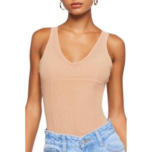 Forever 21 Women’s Sleeveless V-neck Bodysuit(Walnut)
