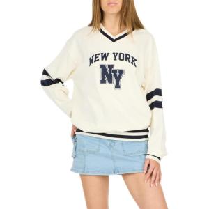 Forever 21 Women’s Sweater with Tipping and Embroidery, Ivory, X-Small