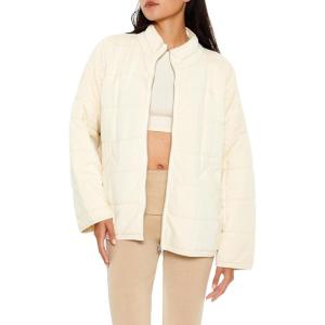 Forever 21 womens Quilted Zip-up Jacket(Egret)