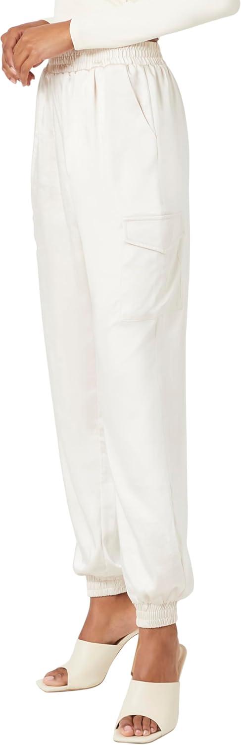 imageForever 21 Womens Satin HighRise JoggersWhite