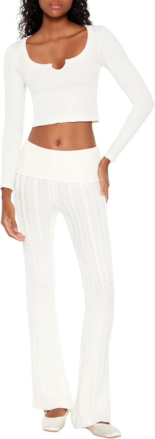 imageForever 21 Womens Seamless SplitNeck Crop TopWhite