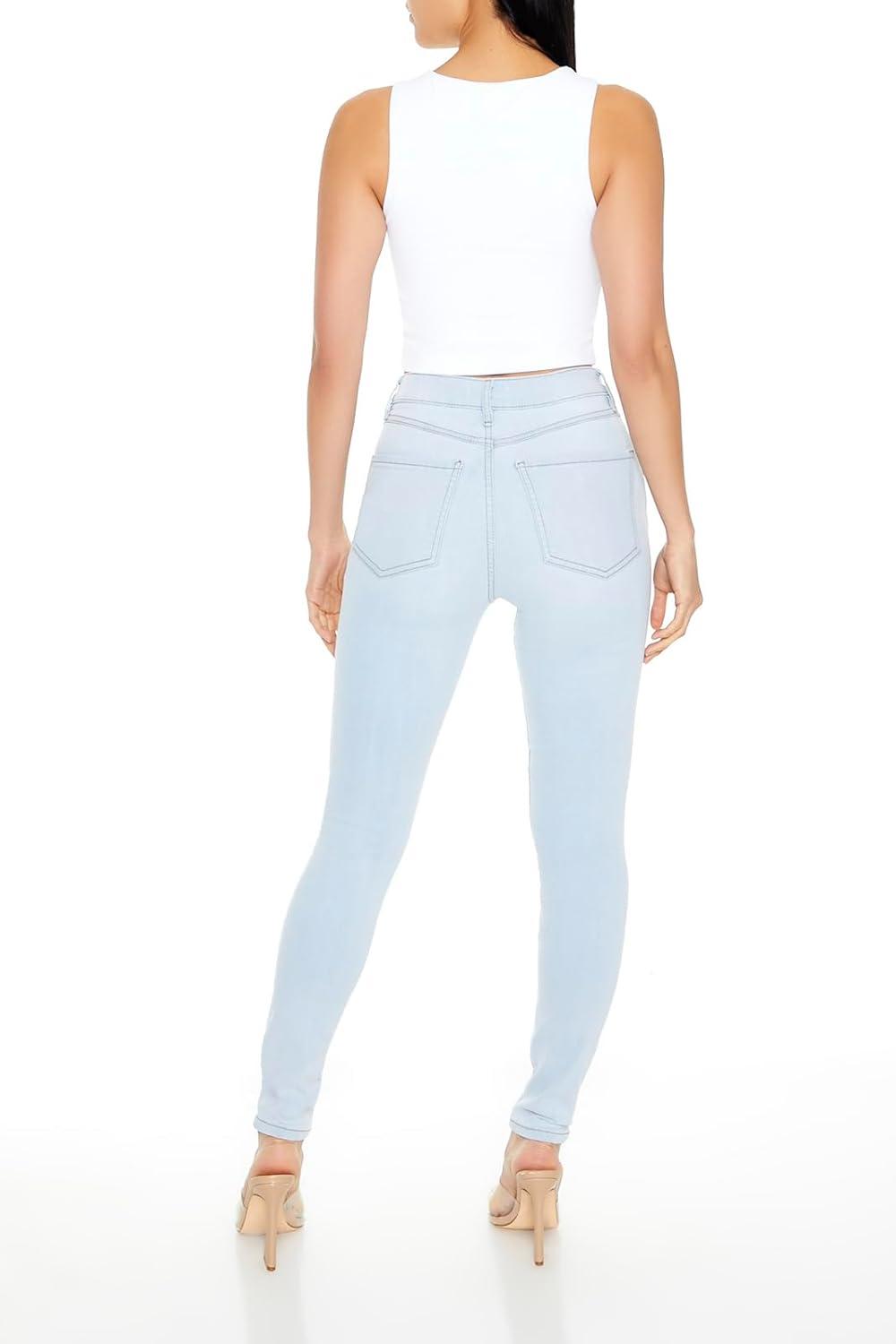 imageForever 21 Womens StretchDenim Skinny JeansLight Denim