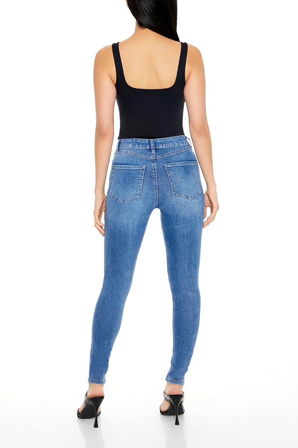 imageForever 21 Womens StretchDenim Skinny JeansMedium Denim