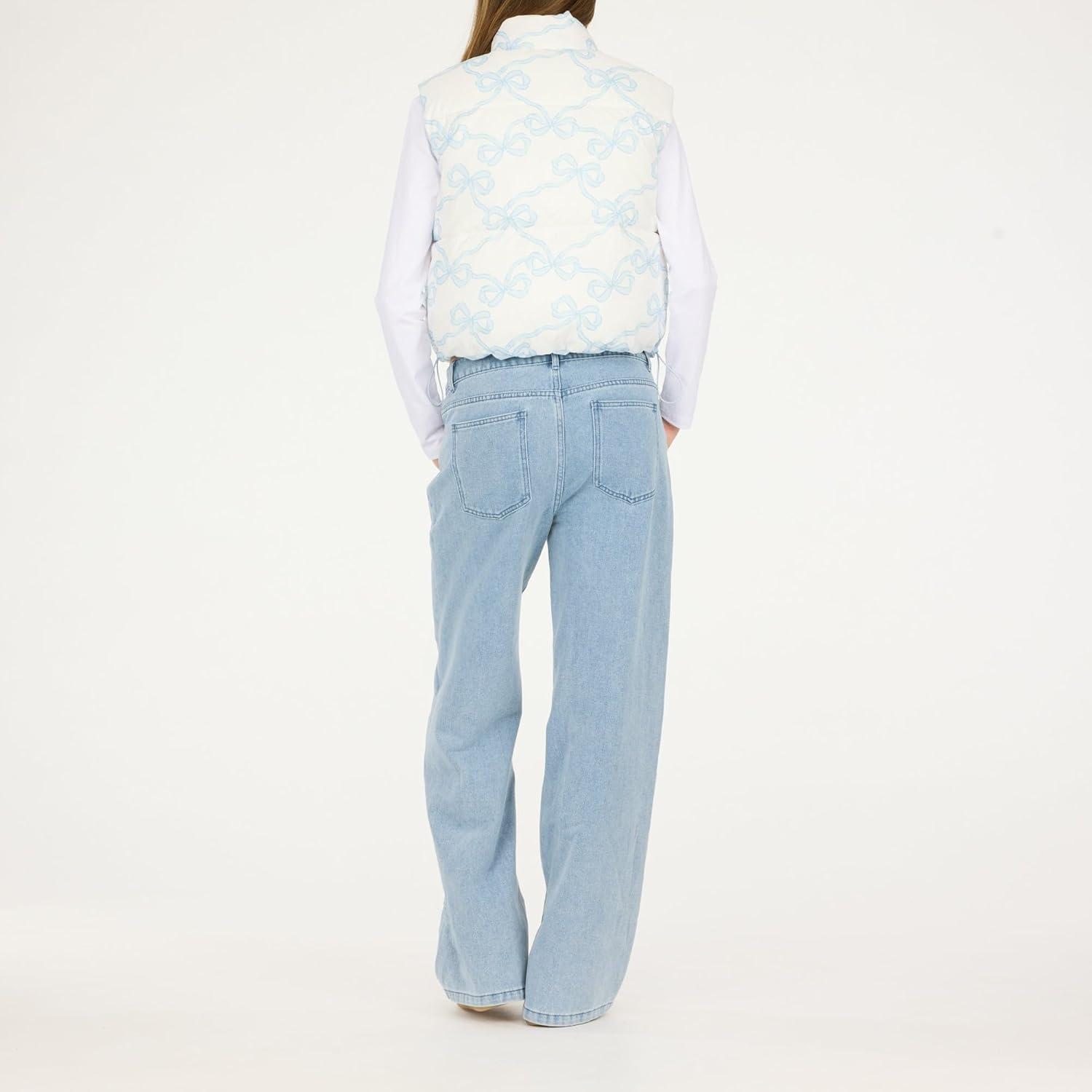 imageForever 21 womens Printed Puffer Vest Lightweight Quilted Zipup OuterwearWhite