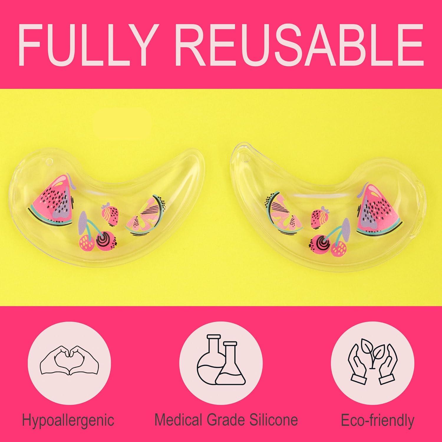 imageUnder Eye Masks Pack 4pc Clear Gel Eye Mask Patches with Colorful Fruit Prints for Depuffing and Smoothing UndereyesFruit