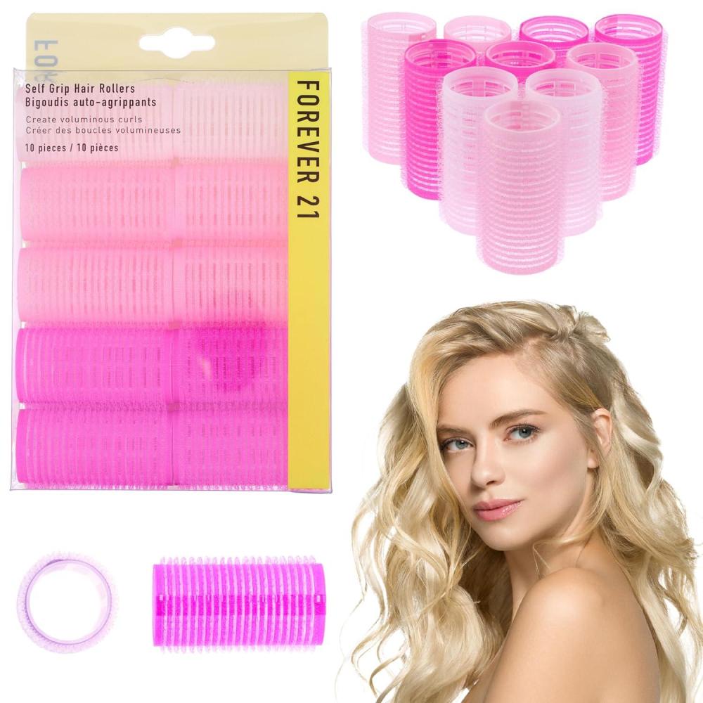 image10pc Gentle Grip Hair Roller Set for SalonStyle Voluminous Curls at Home PINKPink