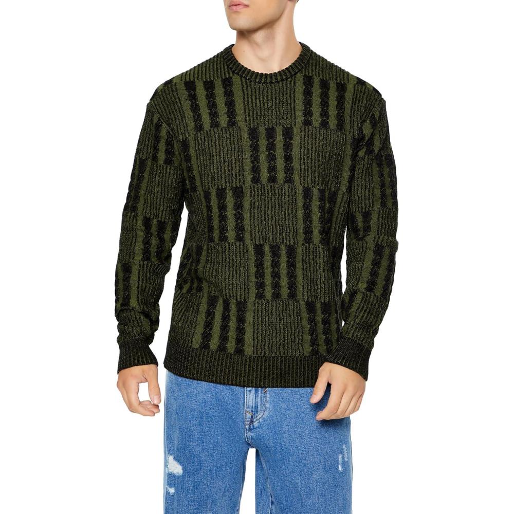 imageForever 21 Mens Checkered Cable Knit SweaterGreen