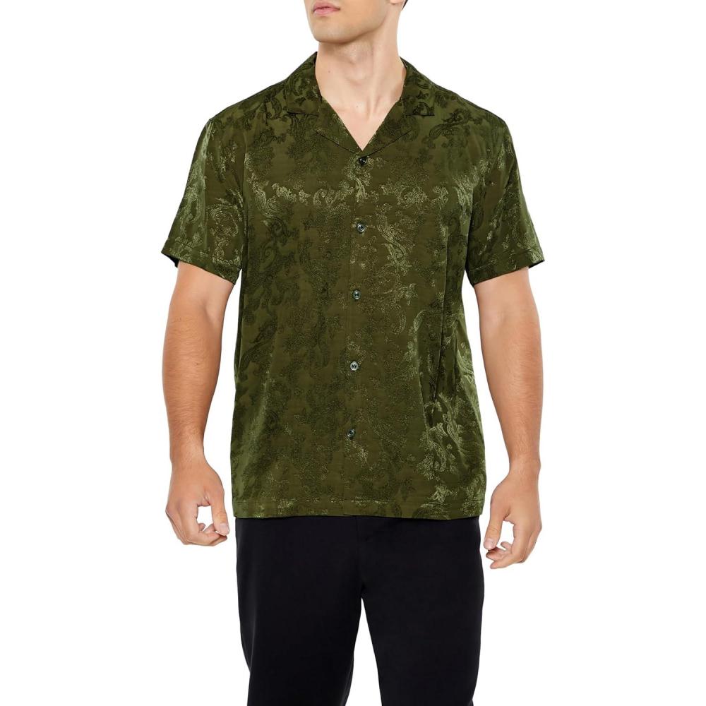 imageForever 21 Mens Jacquard Paisley ShirtGreen