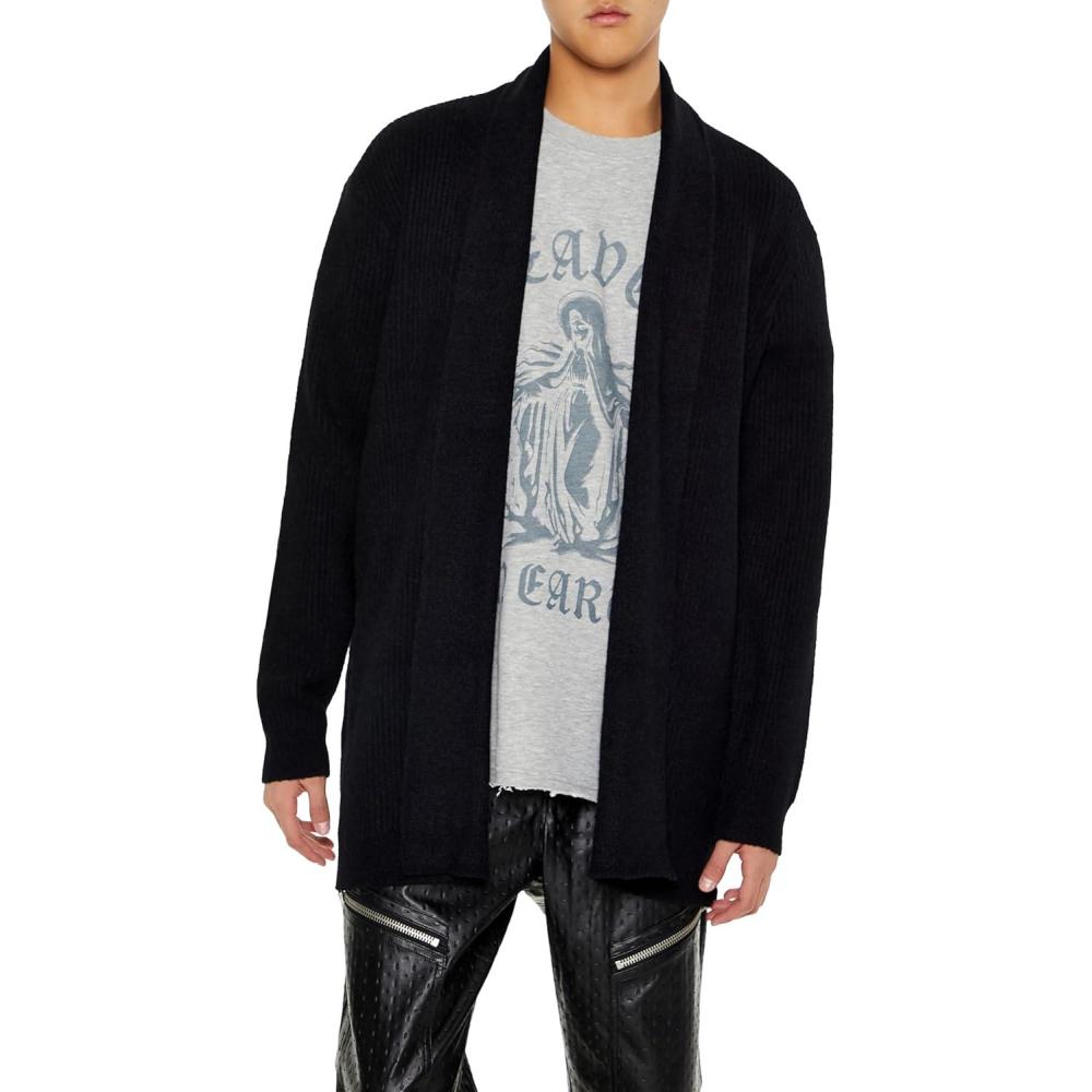 imageForever 21 Mens OpenFront Cardigan SweaterBlack