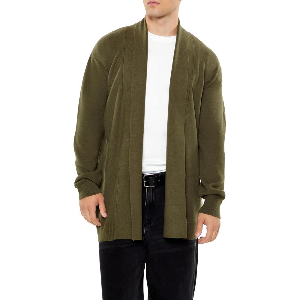 imageForever 21 Mens OpenFront Cardigan SweaterGreen