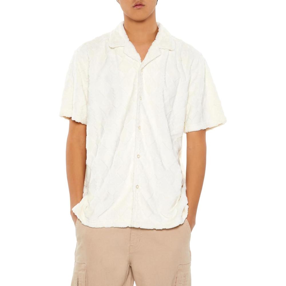 imageForever 21 Mens Plush Lattice ShirtWhite