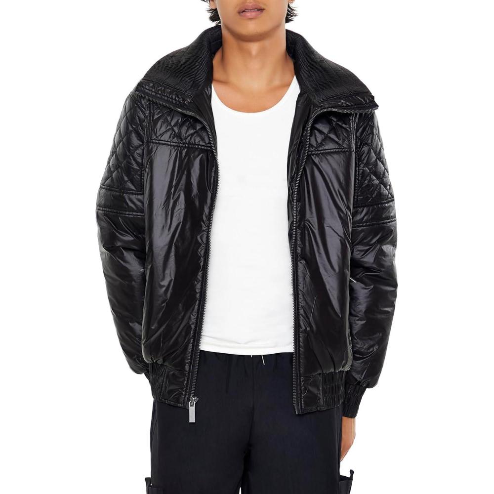 imageForever 21 Mens Quilted Bomber JacketBlack