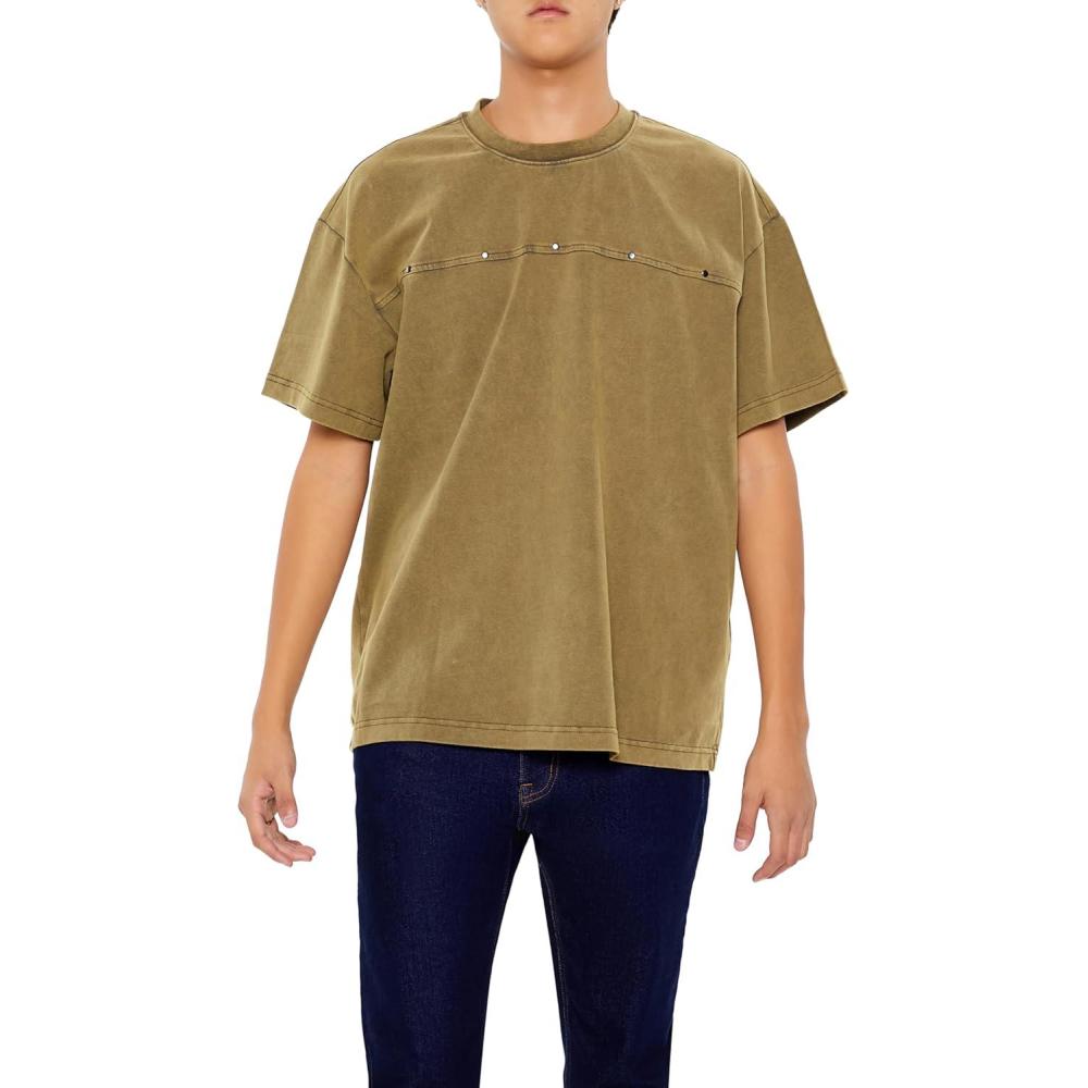 imageForever 21 Mens Studded Washed Oversized TeeGreen