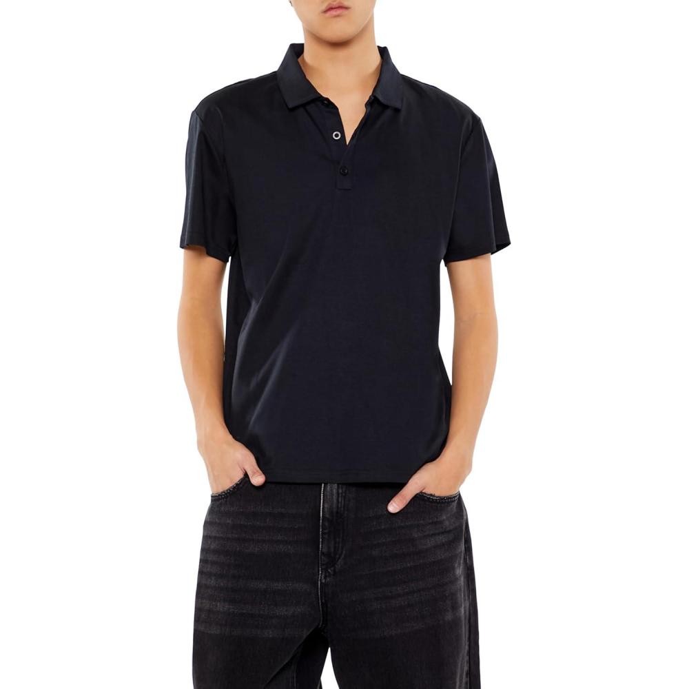 imageForever 21 Mens Supima Cotton Slim Polo ShirtBlack