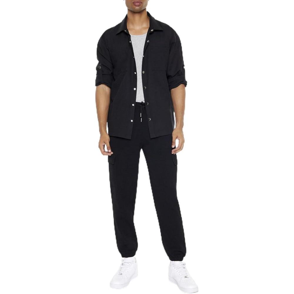 imageForever 21 Mens Textured Cargo JoggersBlack