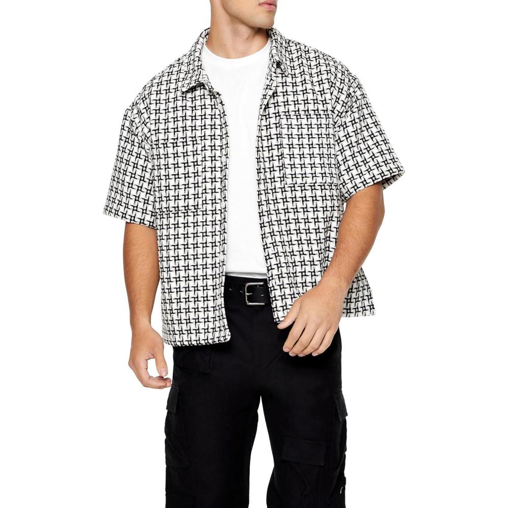 imageForever 21 Mens Textured Geo ShirtBlack