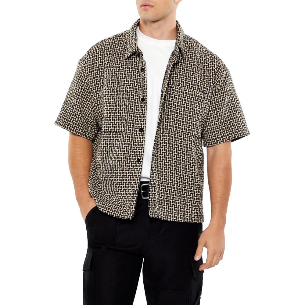 imageForever 21 Mens Textured Geo ShirtBrown