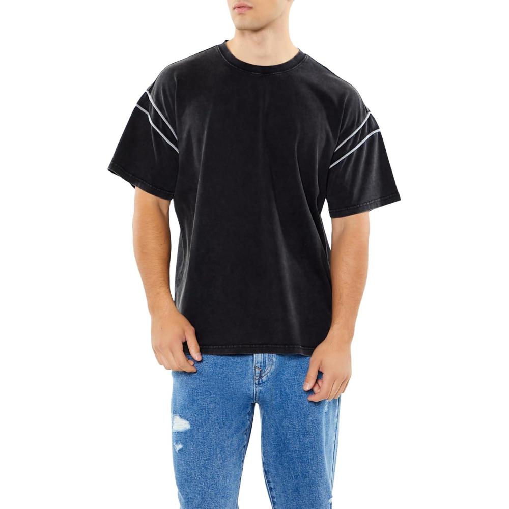 imageForever 21 Mens TwoTone Mineral Wash TeeBlack