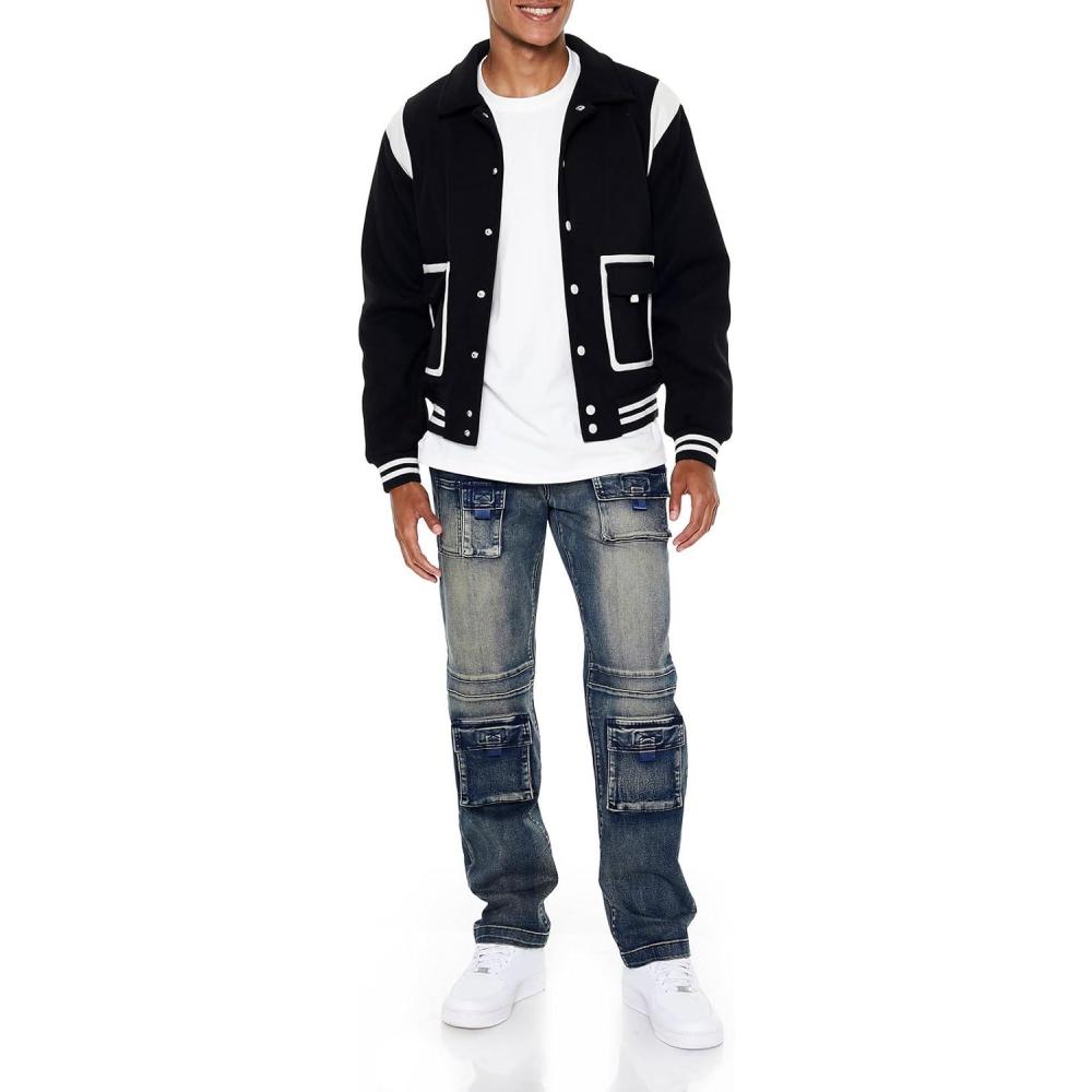 imageForever 21 Mens Washed Denim Cargo JoggersMedium Denim