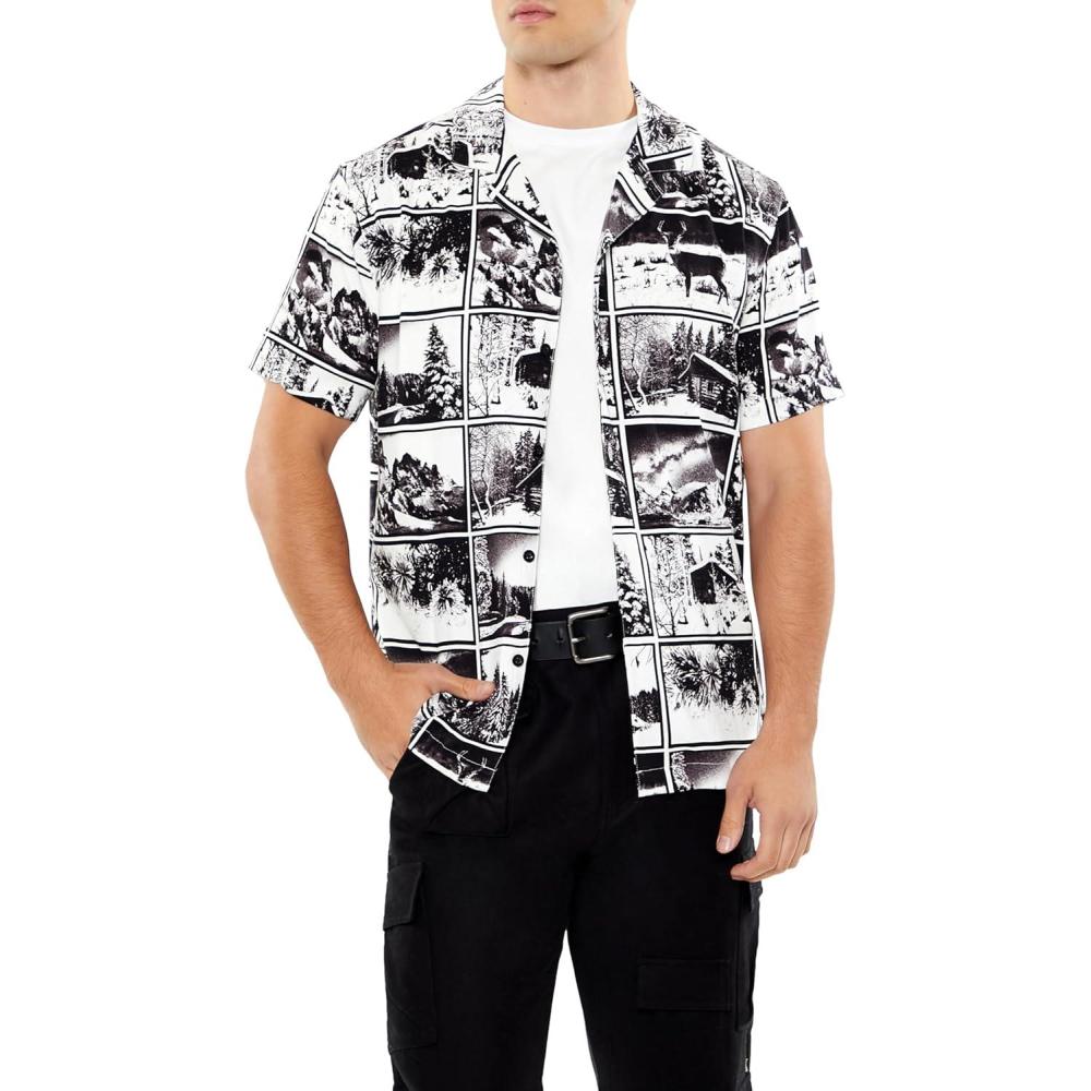 imageForever 21 Mens Winter Landscape Graphic ShirtBlack