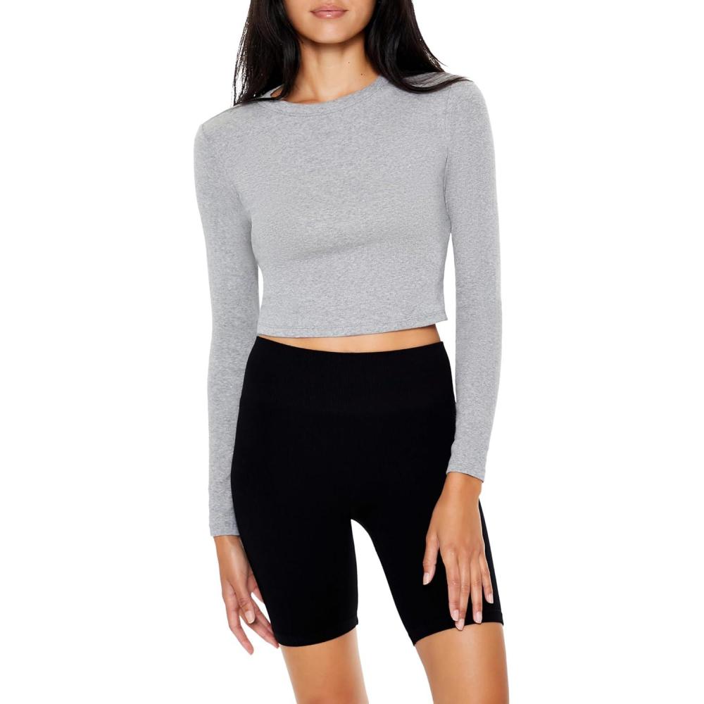 imageForever 21 Womens CottonBlend Crop TopGrey