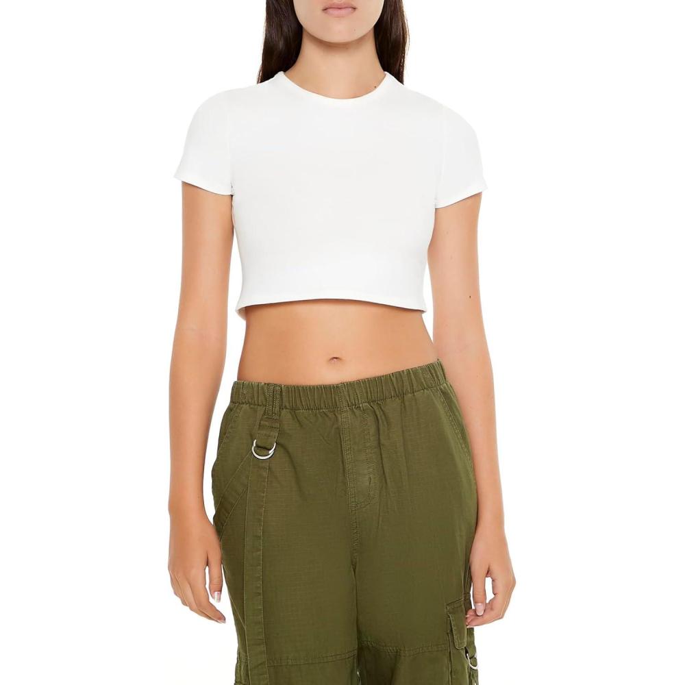 imageForever 21 Womens Cropped Crew TeeWhite