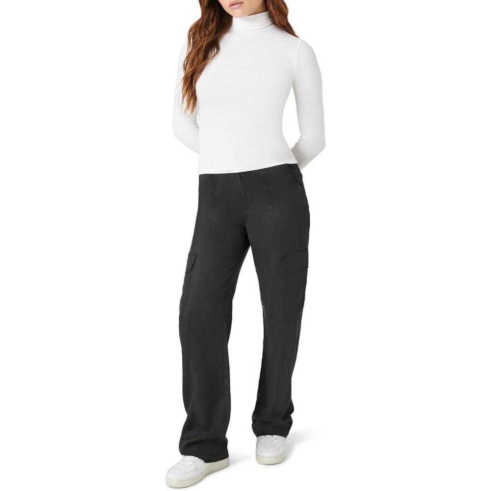 imageForever 21 Womens HighRise WideLeg Cargo PantsBlack