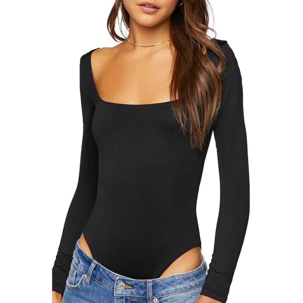 imageForever 21 Womens Longsleeve BodysuitBlack
