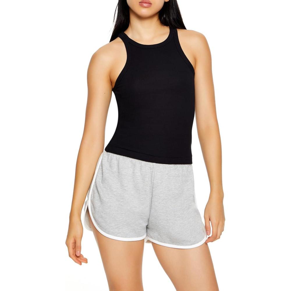 imageForever 21 Womens Ribbed Racerback Tank TopBlack