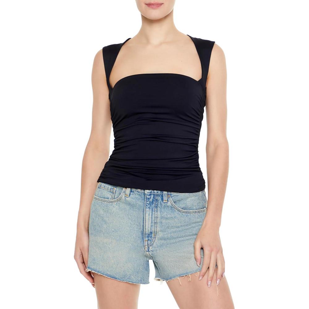 imageForever 21 Womens Ruched Sleeveless TopBlack