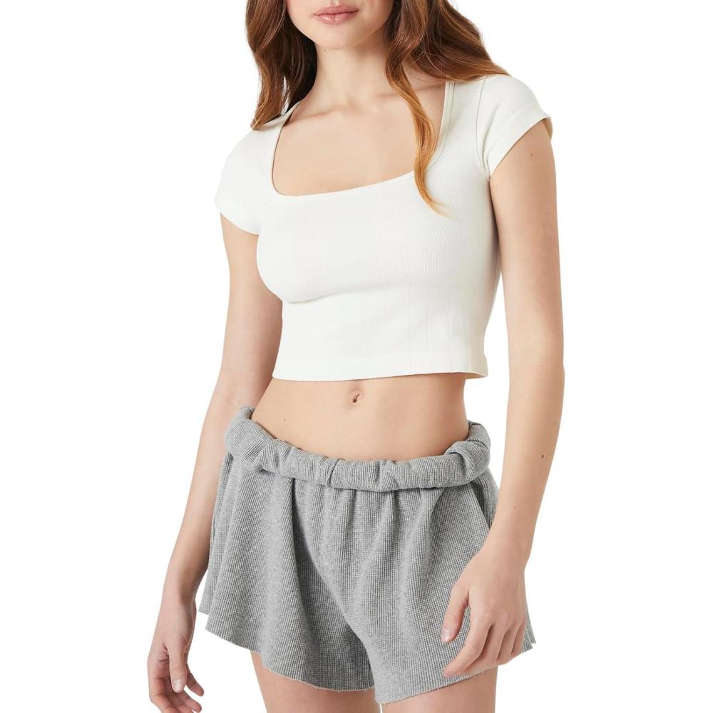 imageForever 21 Womens Seamless Cropped TeeWhite