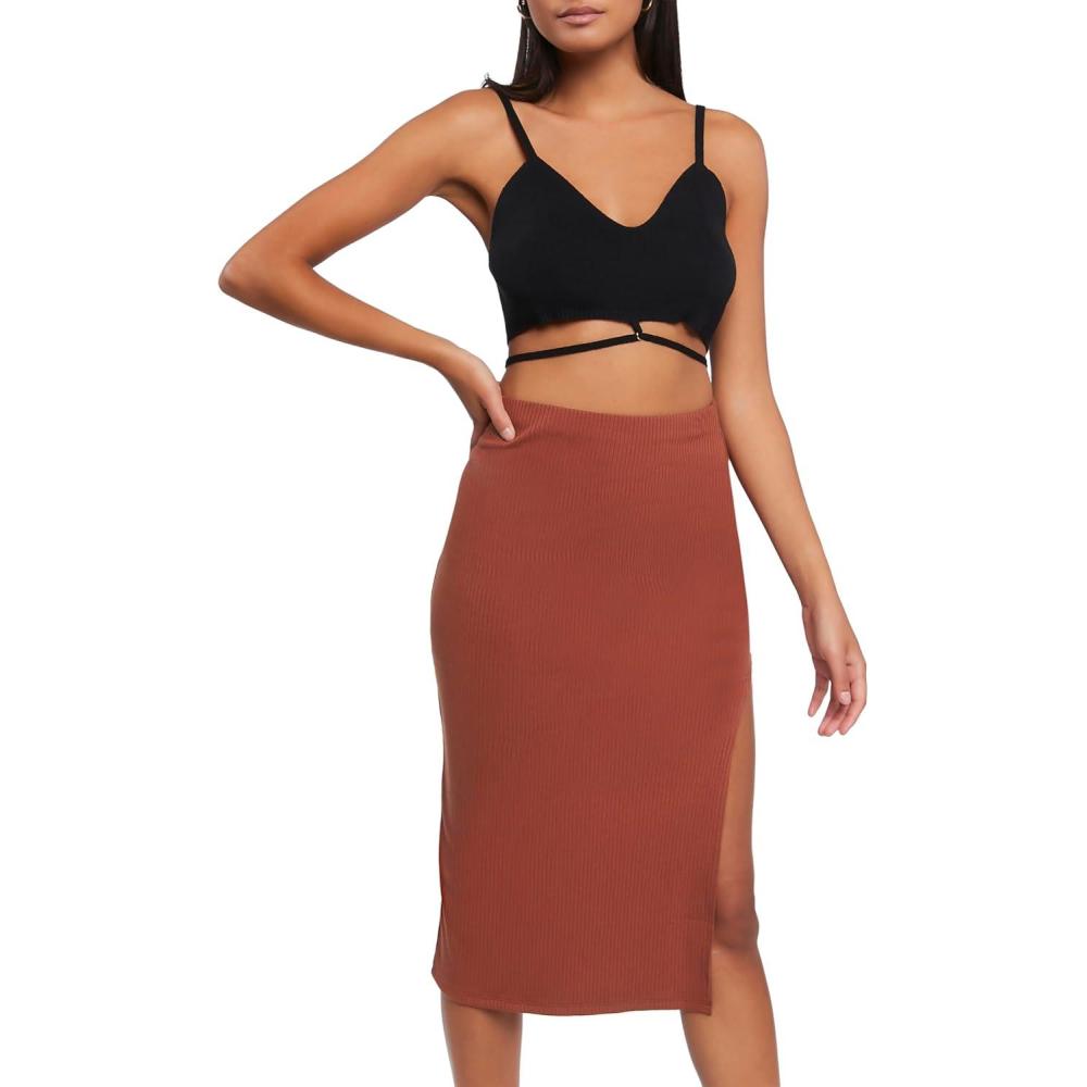 imageForever 21 Womens SideSlit Midi SkirtSienna