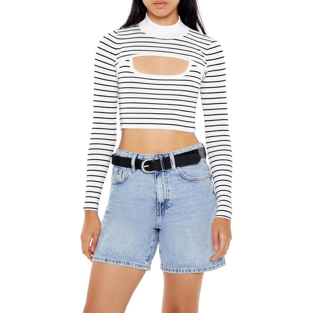 imageForever 21 Womens Sweaterknit Shrug ampamp Crop Top SetWhiteMulti