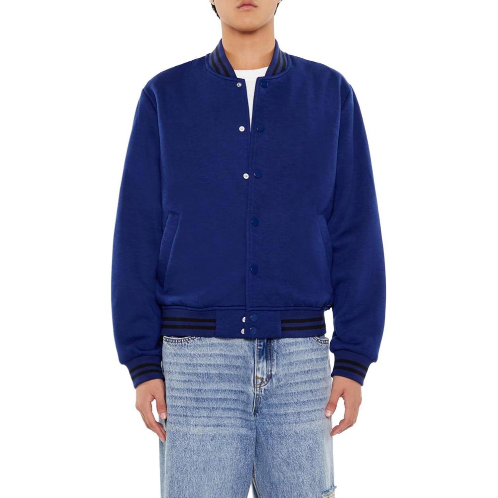 imageForever 21 mens Varsitystriped Bomber JacketDark Navy